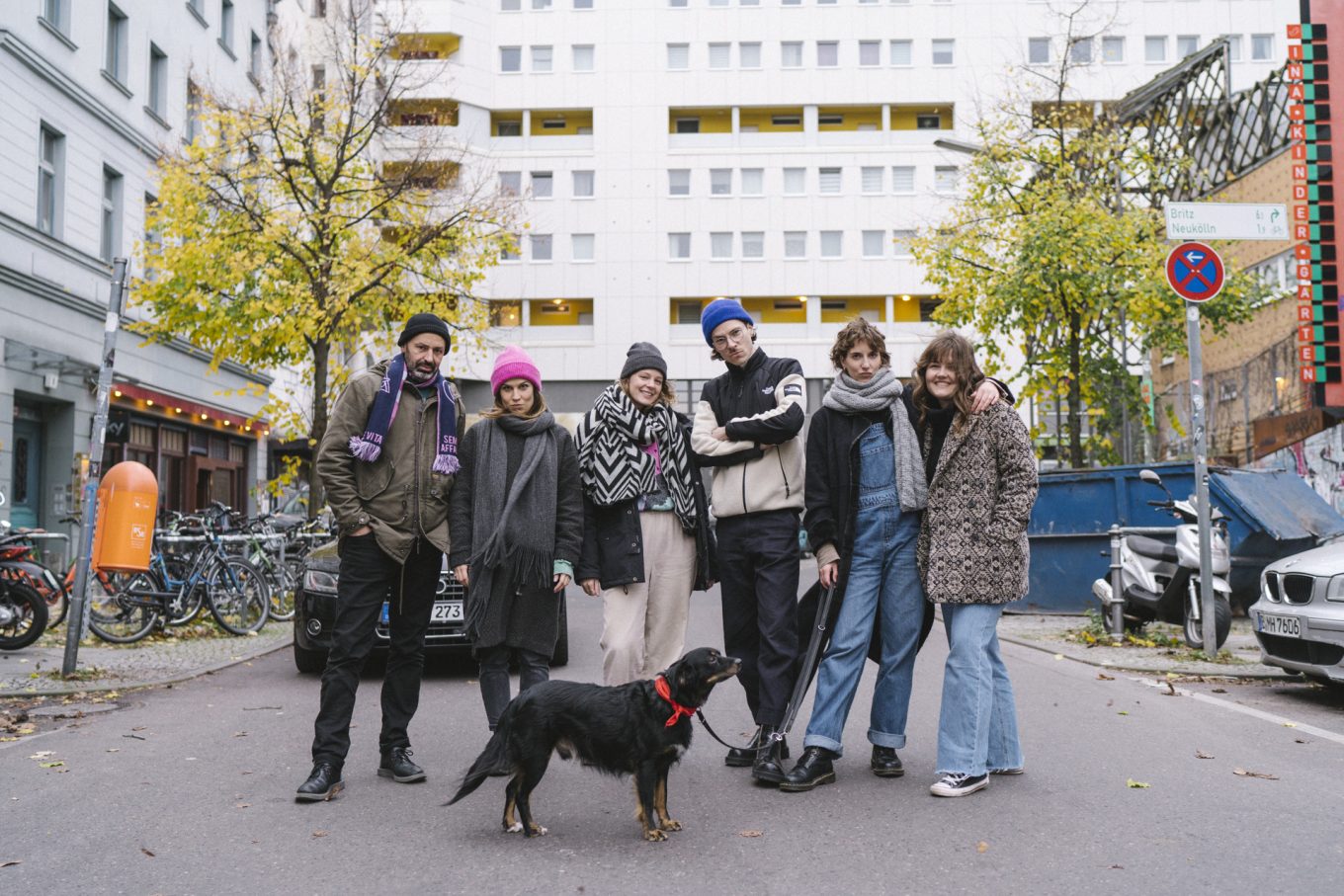 Group of young people in winter clothes at Kotti in Berlin